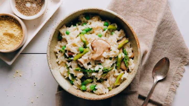 Risotto Vegan with Miso and Spring Vegetables